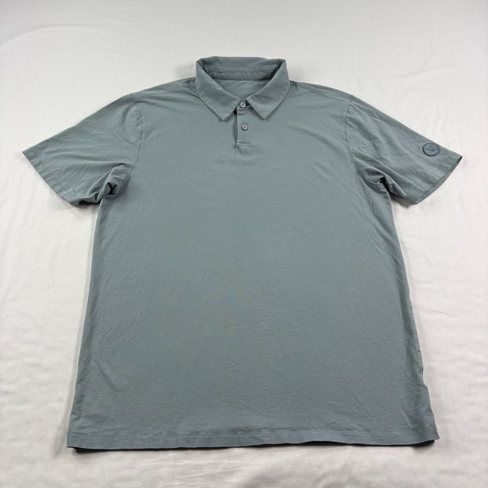 Vuori Shirt Mens Medium Blue Gray Feather Polo Stretch Performance Golf Casual